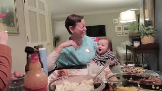 Baby Makes Funny Faces While Sitting at Dinner Table Making Everyone Laugh Out Hard - 1097445-2
