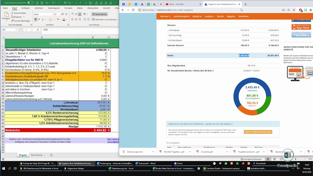 Brutto-Netto-Rechner in Excel - Lohnsteuer berechnen in ...