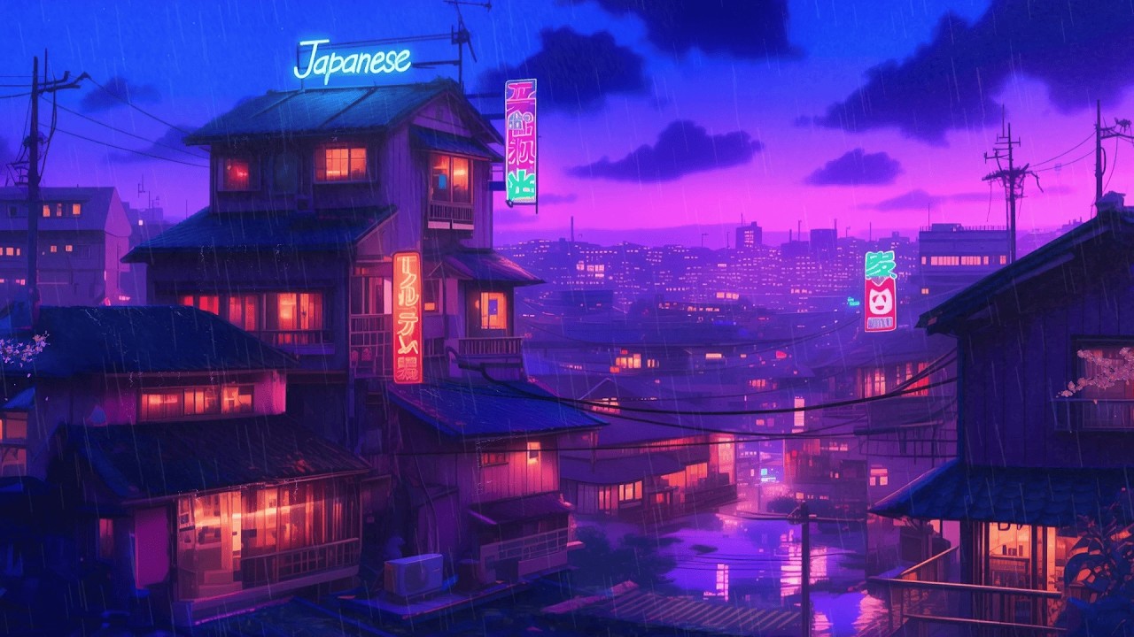 Cover Cozy Rain Lofi Hip Hop Beats 🌙 Sleep & Relax | 80s & 1990 | The Japanese Town