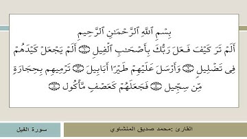 سورة الفيل بصوت القارئ محمد صديق المنشاوي AL-FIL