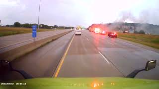 Semi Truck on Fire in I-94 Hudson, WI - July 2022