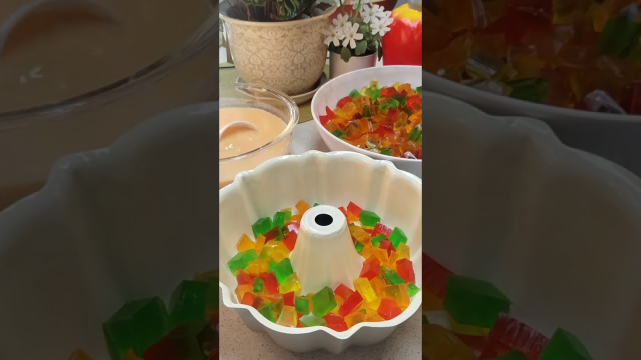 Gelatina mosaico con cobertura de durazno 