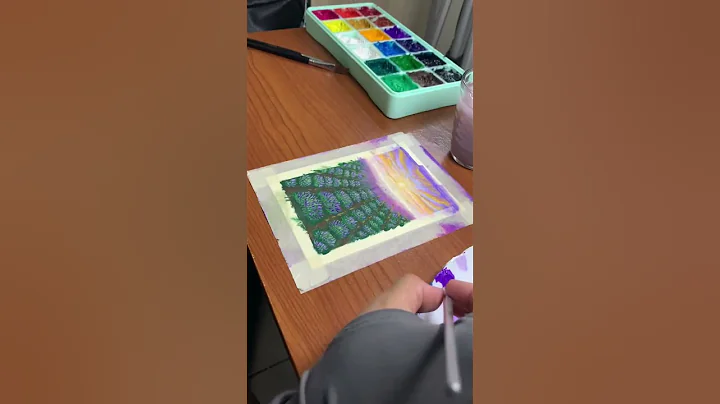 Gouache Painting Lavender Fields