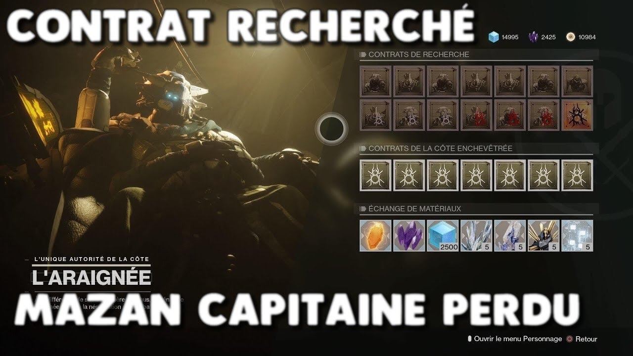 Destiny 2 Laraignée Contrat Recherché Mazan Capitaine Perdu Ps4 Pro - 
