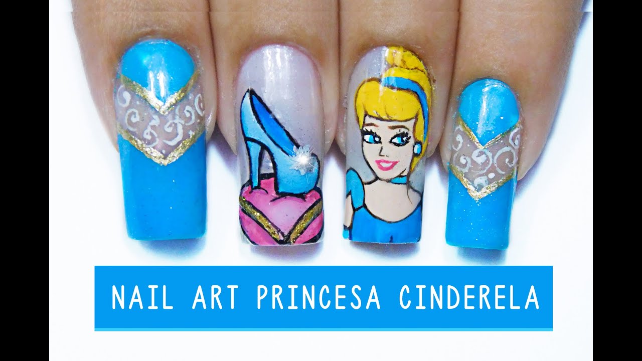 Unhas Decoradas Princesa Cinderela - princess Cinderella - Aline Makelyne