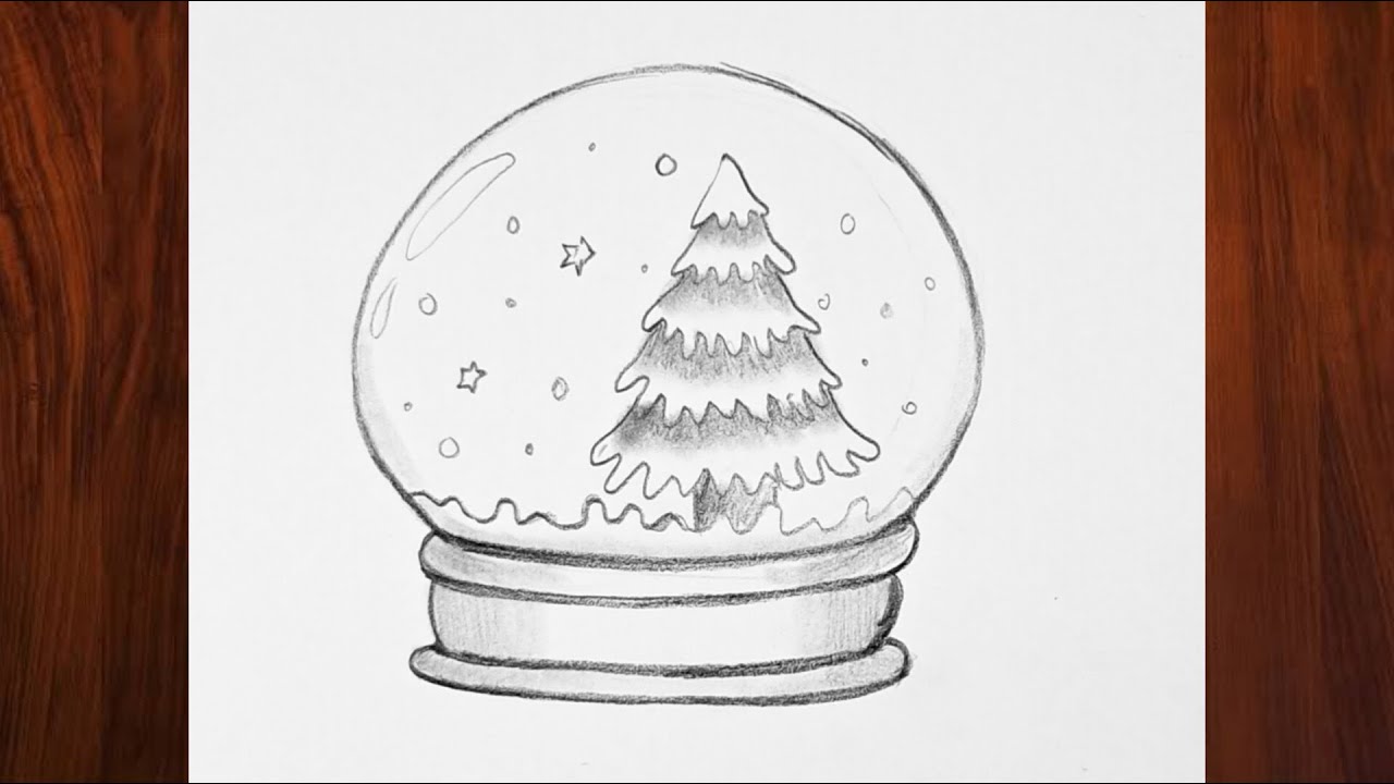 How To Draw A Christmas snow globe 🔮 | Christmas 🎄 drawing easy | Step ...