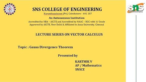 Vector Calculus Lecture Series 6 | Karthik V | SNS Institutions