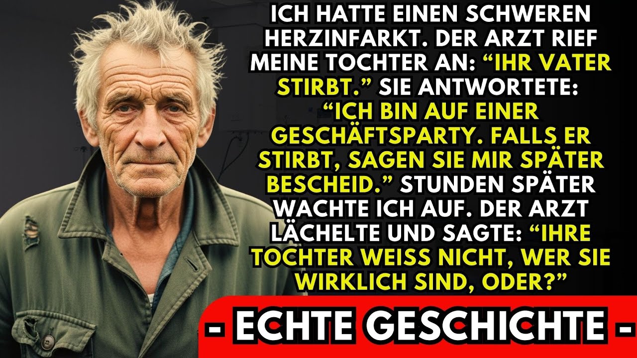 Ich lag im Krankenhausbett, angeschlossen an Monitore, als ich meine Tochter am Telefon sagen hörte: „Falls er stirbt, sagen Sie mir bitte später Bescheid. Ich kann jetzt nicht weg.“ Die Frau, für...