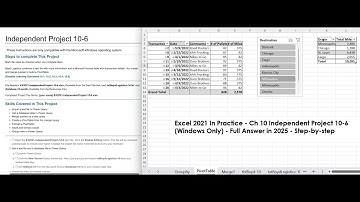Excel 2021 In Practice - Ch 10 Independent Project 10-6 (Windows Only) - Full answer in 2025