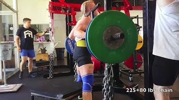 Cambered Bar + Chain Box Squats