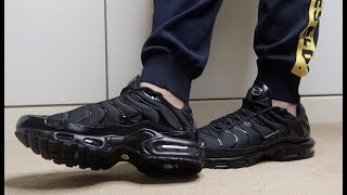 air max plus black on feet