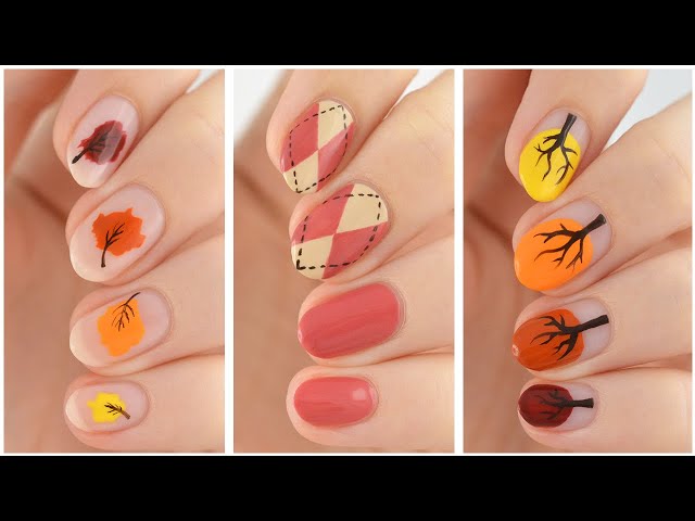 With Red Nails In Autumn And Leaf Designs Background, Pictures Of Fall Nails,  Nail Art, Nail Background Image And Wallpaper for Free Download