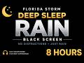 Black Screen | 8 Hour FL Rainstorm on Pool Lanai