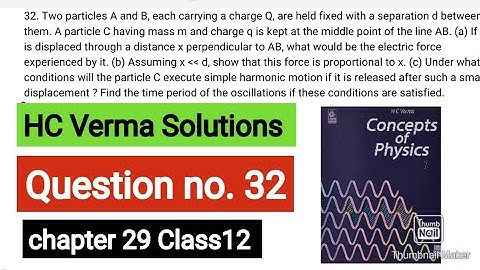 Two particles A and B, each carrying a charge Q, are held fixed with a separation d between them. A