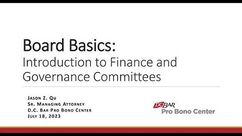 Board Basics  An Introduction to Finance and Governance Committees