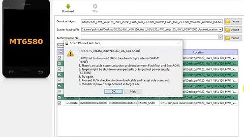 sp flash tools error but cm2 done , how to flash error;s brom download da failled