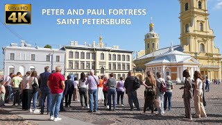 Peter and Paul Fortress - Walking Tour - 4К 50fps🎧-  Summer walk - Saint Petersburg