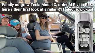 Family outgrew Model X, ordered Rivian R1S, here's their first look at similar R1T electric pickup!