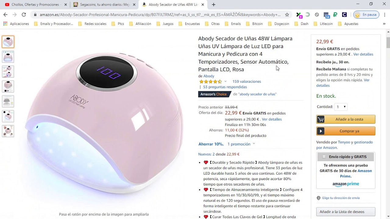💅¡Ofertón Amazon! Lámpara de uñas LED Abody barato 22.99€ ¡32% DTO!  Opiniones | Descuentos 💅 - YouTube