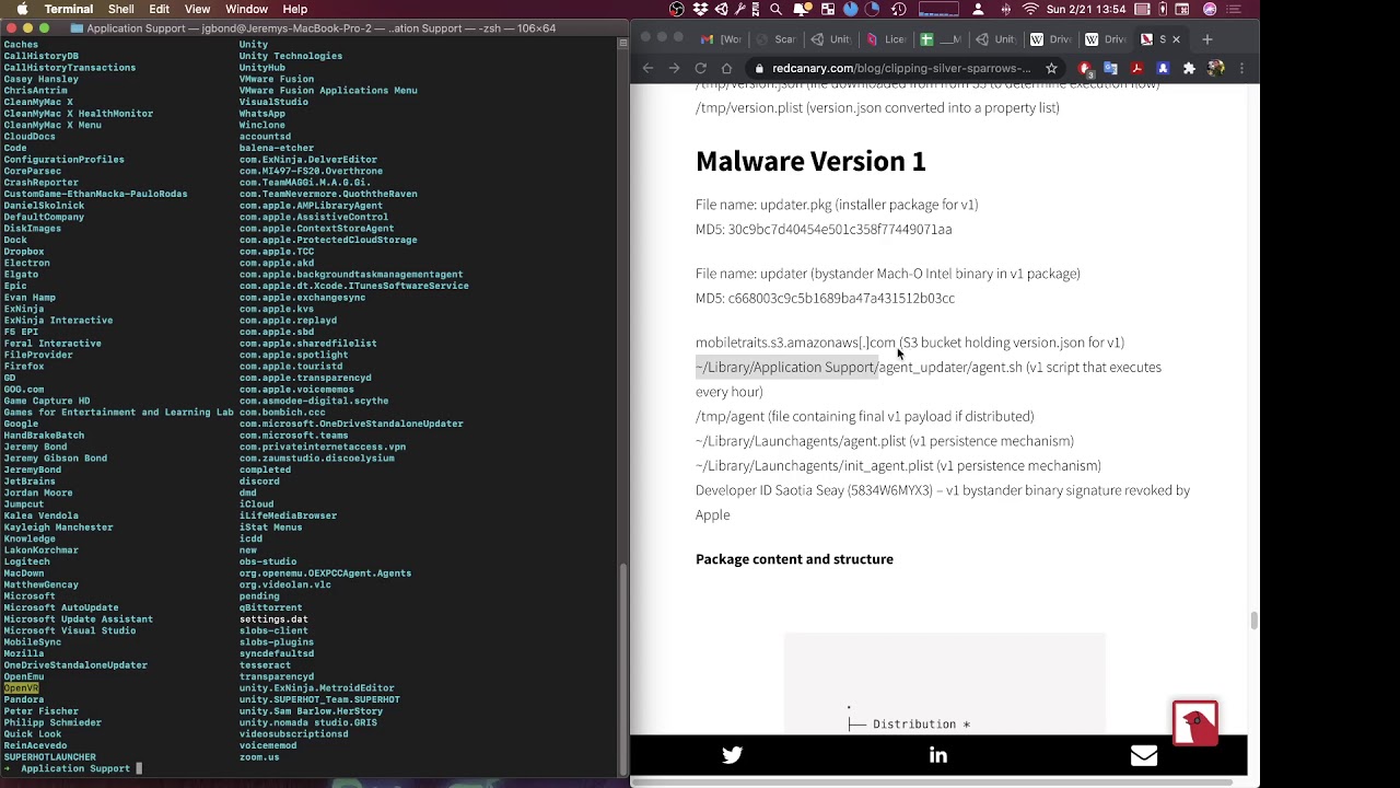 Looking for evidence of Silver Sparrow Malware on macOS.