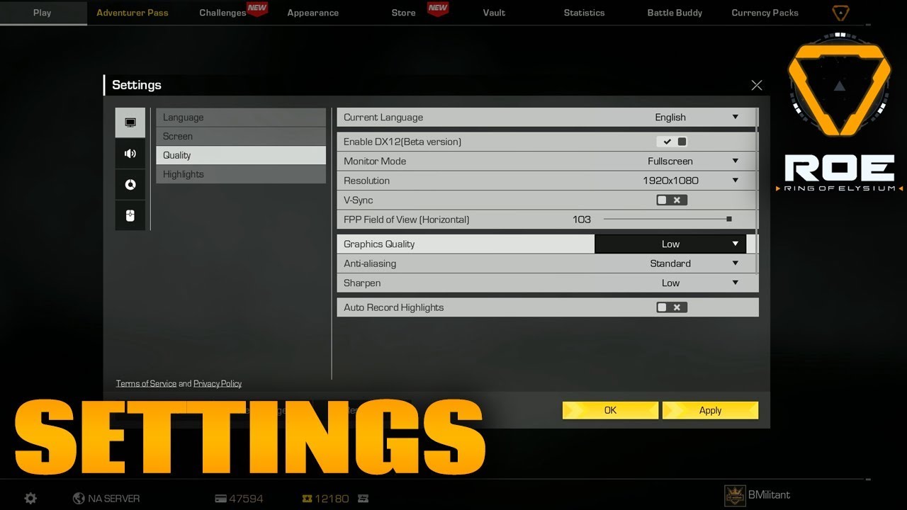 My Ring of Elysium Settings  (PlusTips)