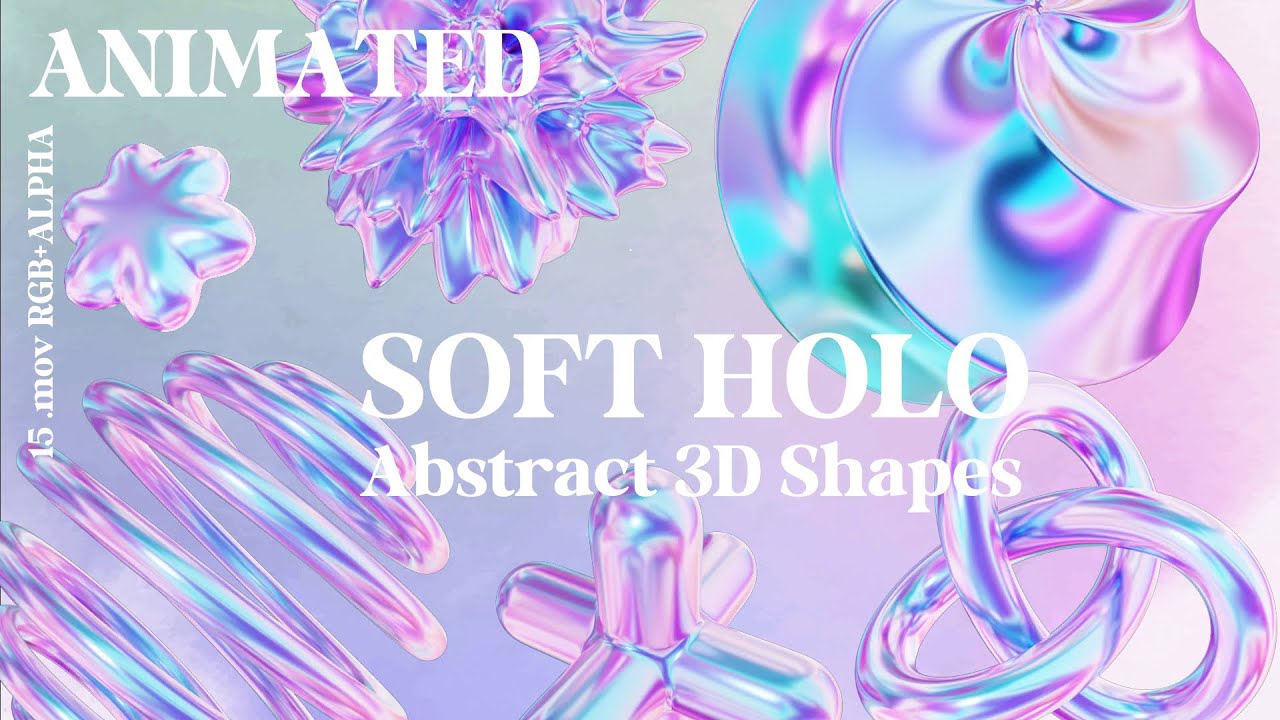 Soft Holo - 3D Iridescent Abstract Shapes Loop Preview - CreativeMarket ...