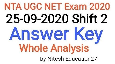 UGC NET Answer Key 25-09-2020 shift 2  l 25 September 2020 exam Answer Key l Asked Questions