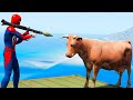 GTA V Water Ragdolls SPIDERMAN VS COW ON TOILET (GTA 5 Superhero Battle, Euphoria Physics Fails)