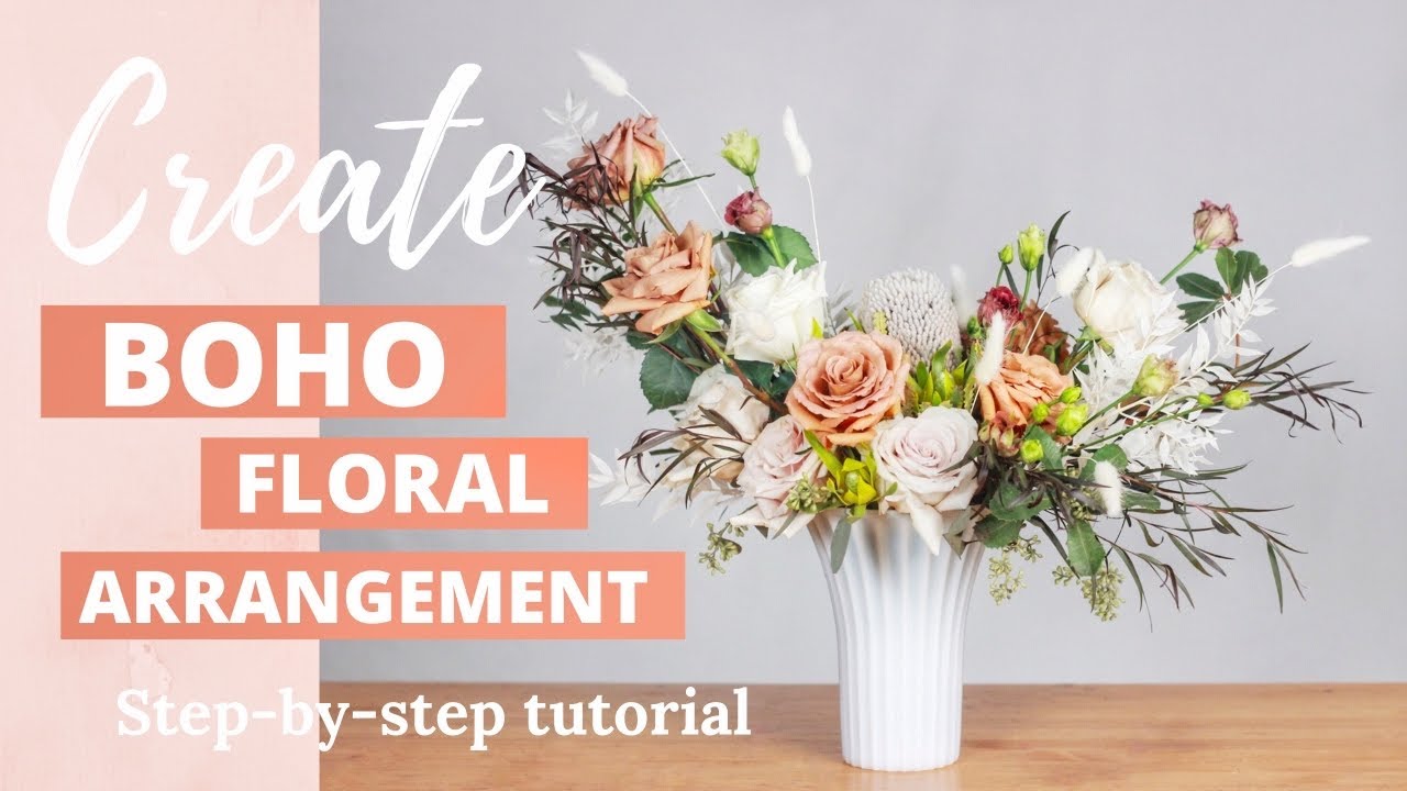 How to create boho floral arrangement with fresh and dried flowers - YouTube