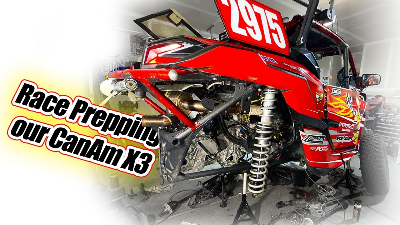 Mint 400 race prepping the rear suspension - Can Am X3