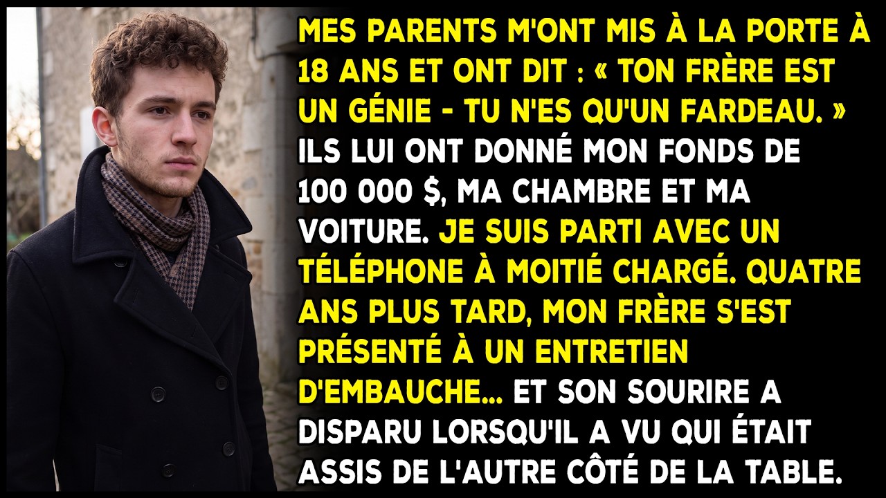 Ce soir-là, la porte a claqué derrière moi, et j'ai entendu ma mère dire : « Ton frère est un génie. Toi, tu n'es qu'un fardeau. » J'étais dehors, dans le froid de décembre, avec un téléphone à 12...