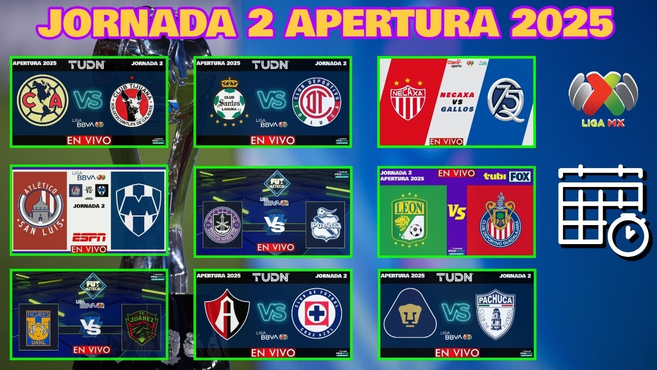 JORNADA 2 LIGA MX 2025 | HORARIOS Y DONDE VER EN VIVO EL APERTURA 2025 ...