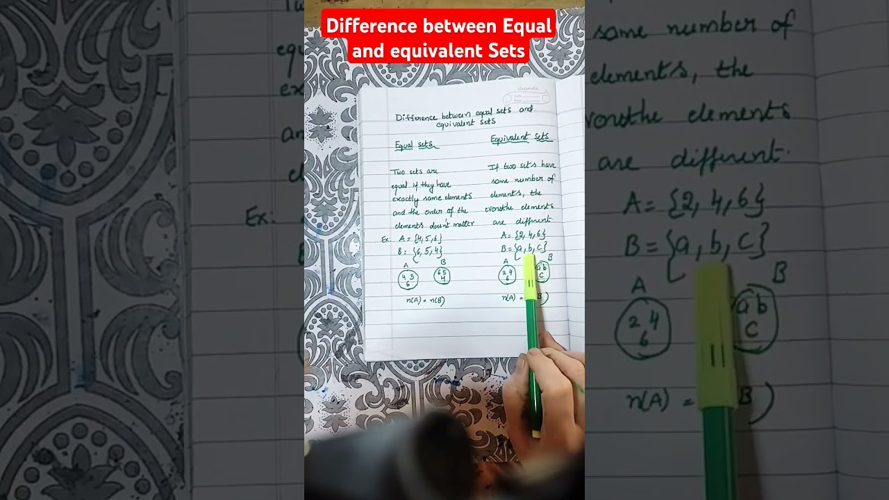 Difference between equal and equivalent sets