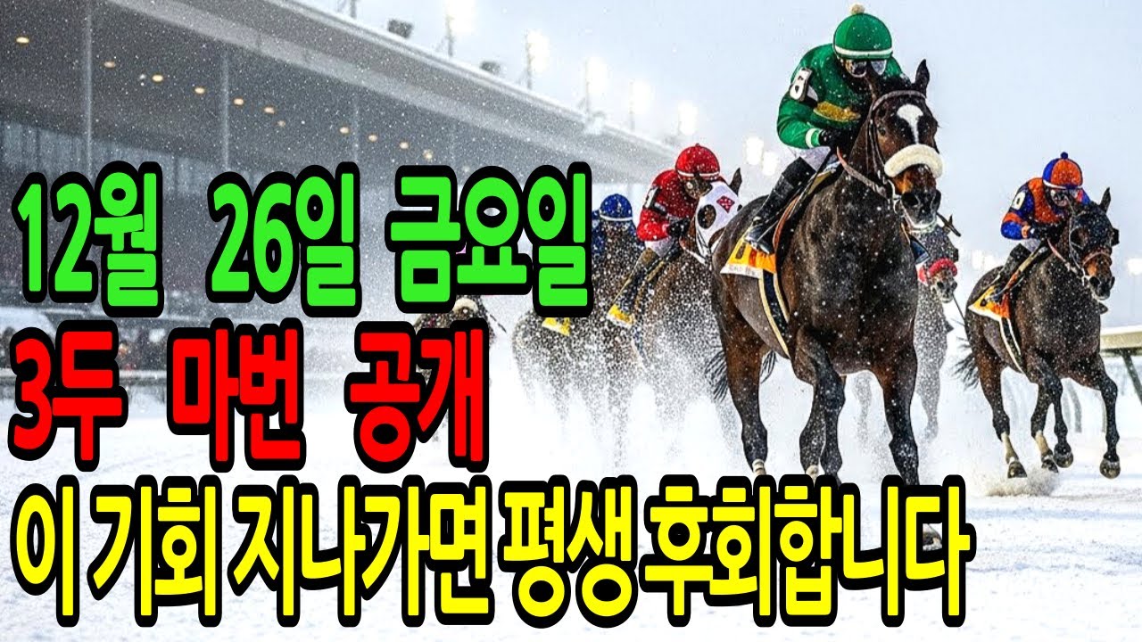 12월 26일 금요일 경마~“오늘 공개하는 이 정보, 못 보면 반드시 후회합니다”ㅣ승전경마 전문가의 이변 포착 l 경마 l 경마예상 l 코리아레이스 l 검빛경마 ㅣ경마정보