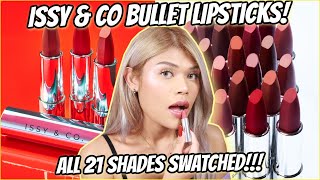 ISSY &amp; CO BULLET LIPSTICK SWATCHES! TRYING THE WORLD&#39;S BEST LIPSTICKS!
