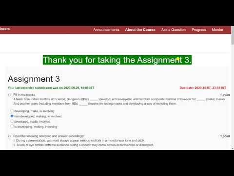 NPTEL || Technical English For Engineers || Assignment 3 Solution || Week 3 Solution