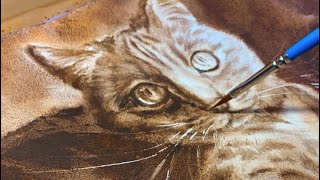 Timelapse of using only Brown Iron Oxide by Daniel Smith to paint this beautiful kitty.