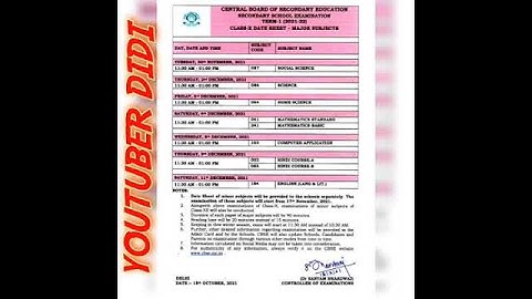 CBSE Date Sheet Class 10 Session 2021-22 First Term cbse board exam date sheet #cbsedatesheet