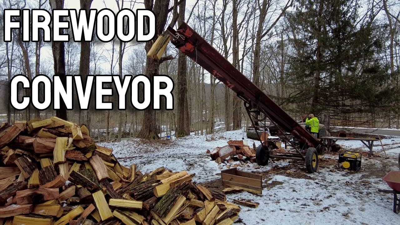 First Use of a Firewood Conveyor! YouTube