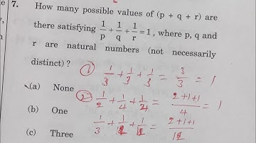 How many possible values of (p + q + r) are there satisfying 1/p + 1/q + 1/r = 1 where p, q and r