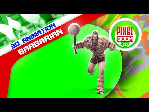 Green Screen Fantasy Barbarian Warrior 3D Animation PixelBoomCG