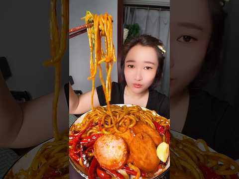 ASMR SPICY NOODLES MUKBANG 🌶️ Real Sound Eating #shorts