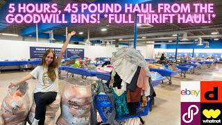 I Thrifted 45 Pounds Of Clothes In 5 Hours At The Goodwill Bins! | Full Thrift Haul To Resell Online
