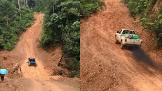 Mitsubishi Triton VS Toyota Hilux In Steep Muddy Hill Climb  4X4 Pickup Truck In Mud Route