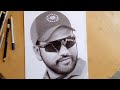 How to draw rohit sharma pencil sketch step by step