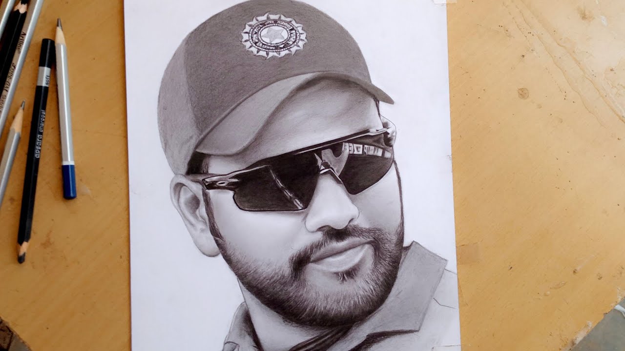 How To Draw Rohit Sharma Pencil Sketch Step By Step YouTube