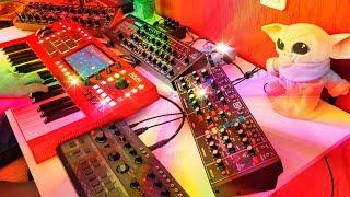 The mix of Behringer modules : ModelD, Pro800, ,Kolbol,, TD3-MO