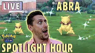 LIVE *Shiny Abra* Grind in Pokemon GO Spotlight Hour