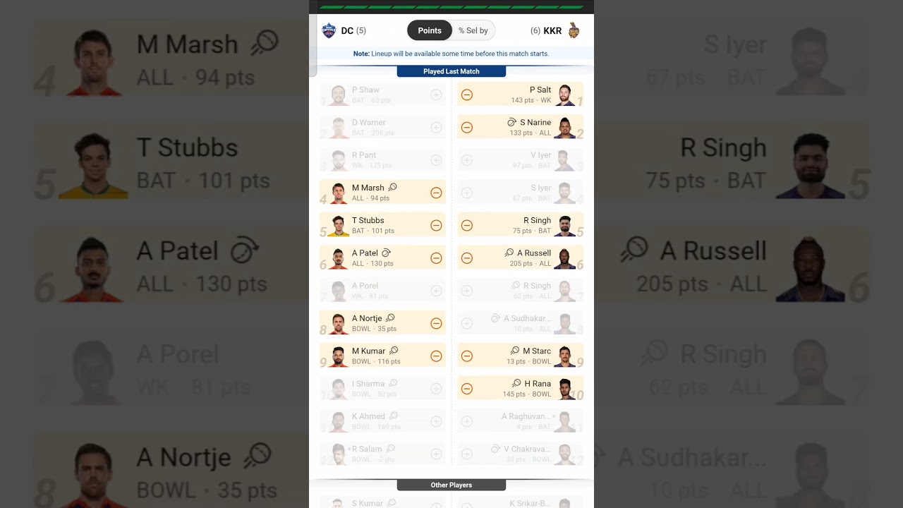 DC  vs  KKR  |  DREAM 11 TEAM  |  