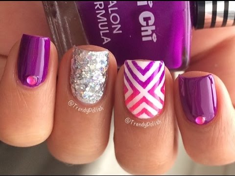 Pink & Purple Tape Mani (Nail Art) - YouTube